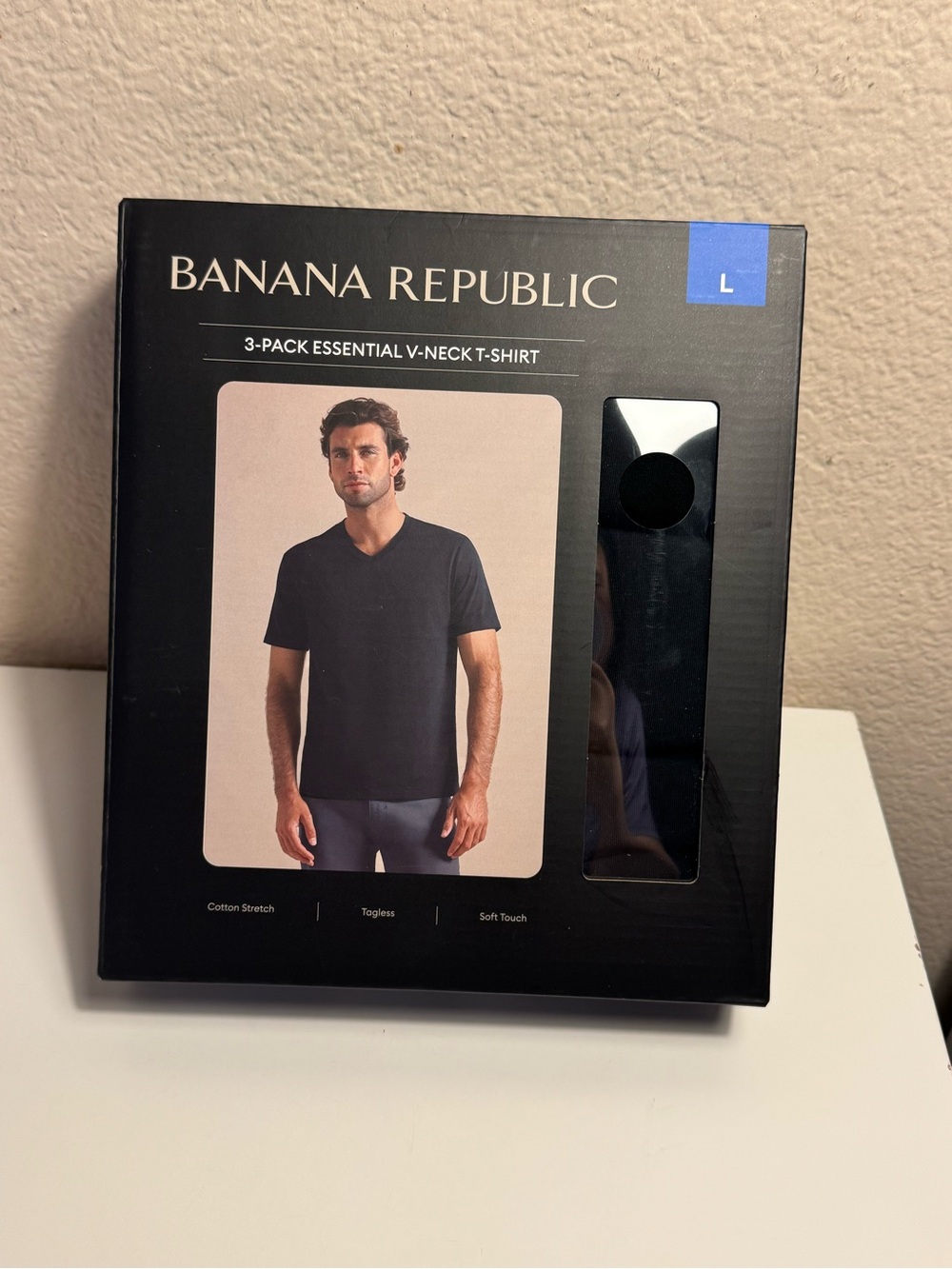 Banana Republic Men’s 3-Pack Essential V-Neck T-Shirts Black Size L New